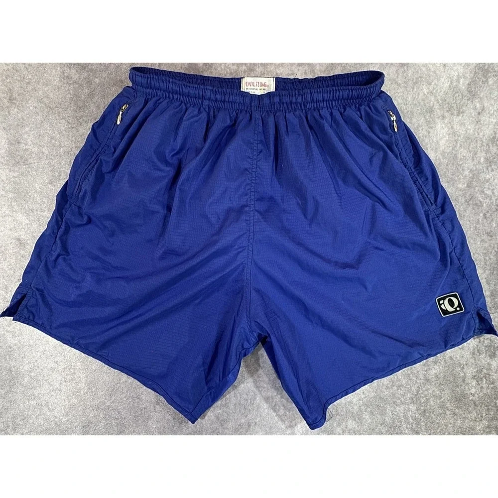 Vintage Pearl Izumi Technical Running Shorts Size 10 Blue USA Made Lined Zip